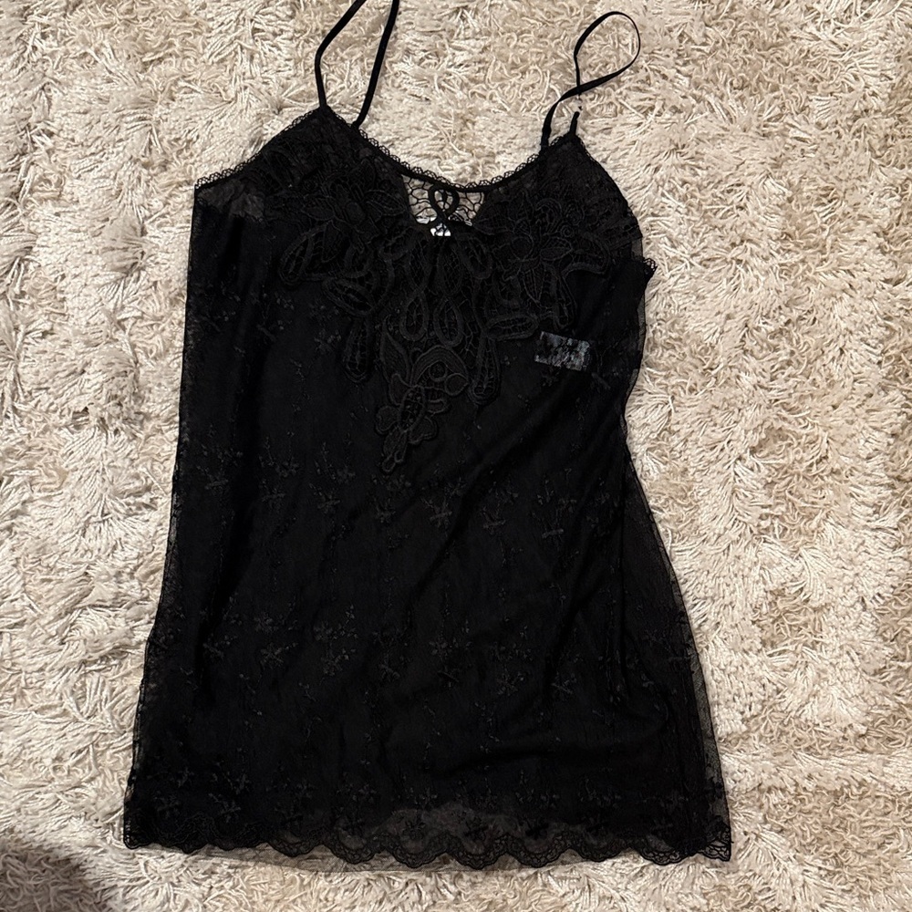 In Bloom by Jonquil Black Lace Slip Chemise Nordstrom Size M